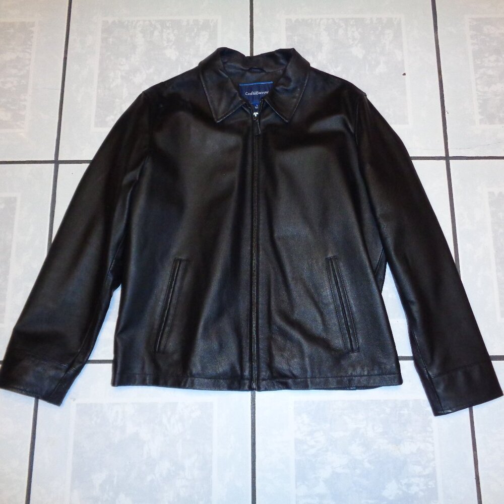 Croft & Barrow Black Leather Jacket Quilt Lined Inner size L Large